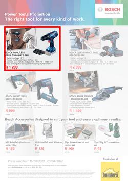 Builders Bosch : Power Tools Promotion (15 February - 3 April 2022), page 1