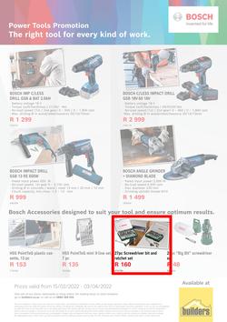 Builders Bosch : Power Tools Promotion (15 February - 3 April 2022), page 1