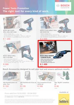 Builders Bosch : Power Tools Promotion (15 February - 3 April 2022), page 1