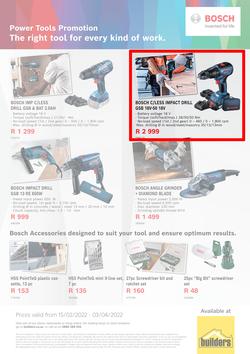 Builders Bosch : Power Tools Promotion (15 February - 3 April 2022), page 1