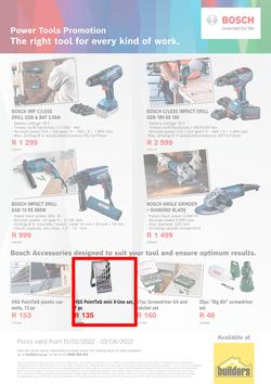 Builders Bosch : Power Tools Promotion (15 February - 3 April 2022), page 1