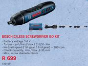 Bosch C/Less Screwdriver Go Kit