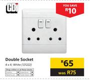 CBI Double Socket 4 x 4 White