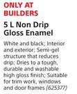 Fired Earth Modo 5Ltr Non Drip Gloss Enamel (White & Black)-Each