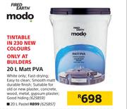 Fired Earth Modo 20Ltr Matt PVA (White)