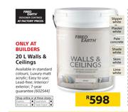 Fired Earth 20Ltr Walls & Ceilings Paint