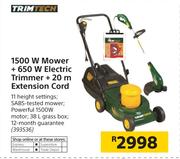 Trim Tech 1500 W Mower + 650 W Electric Trimmer + 20m Extension Cord