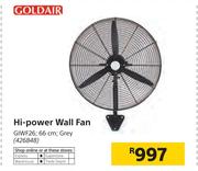 Goldair 66cm Grey Hi Power Wall Fan GIWF26