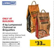 Living Out 4Kg Lumpwood Charcoal Or Briquettes-Each