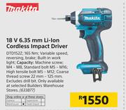 Makita 18V 6.35mm Li-Ion Cordless Impact Driver