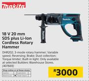 Makita 18V 20mm SDS Plus Li-Ion Cordless Rotary Hammer