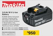 Makita 3.0Ah 18V Li-Ion Battery