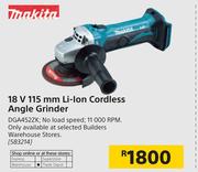 Makita 18V 115mm Li-Ion Cordless Angle Grinder