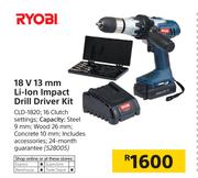 Ryobi 18V 13mm Li-Ion Impact Drill Driver Kit CLD 1820