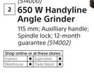 Ryobi 650W Handyline Angle Grinder-Each