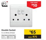 CBI Double Socket 4 x 4 White