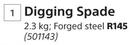 Builders Digging Spade 2.3kg, Forged Steel