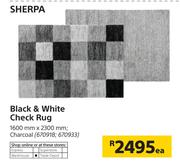 Sherpa Black & White Check Rug 1600mm x 2300mm, Charcoal-Each
