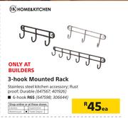 Home & Kitchen 3-Hook Mounted Rack-Each