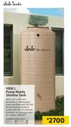 JoJo Tanks 1000Ltr Pump Ready Slimline Tank 1850mm x 760mm