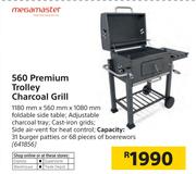 Megamaster 560 Premium Trolley Charcoal Grill 1180mm x 560mm x 1080mm