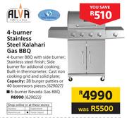 Alva 4 Burner Stainless Steel Kalahari Gas BBQ