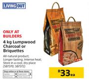 Living Out 4kg Lumpwood Charcoal Or Briquettes-Each