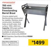Megamaster 700mm Stainless Steel Freestanding Barrel Braai