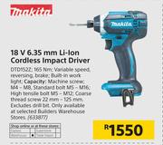 Makita 18V 6.35mm Li-Ion Cordless Impact Driver