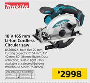 Makita 18V 165mm Li-Ion Cordless Circular Saw