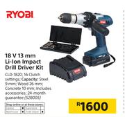 Ryobi 18V 13mm Li-Ion Impact Drill Driver Kit