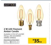 Light Worx 2W LED Filament Amber Candle-Each