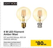 Light Worx 4W LED Filament Amber Maxi-Each