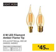 Light Worx 4W LED Filament Amber Flame Tip-Each
