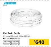 Aberdare Cables Flat Twin Earth 2.5m Roll White