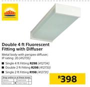 Radiant Double 4ft Fluorescent Fitting With Diffuser