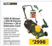 Trim Tech 1500W Mower + 650W Electric Trimmer + 20m Extension Cord