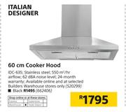 Italian Designer 60cm Cooker Hood Black