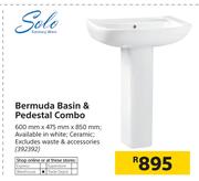 Solo Bermuda Basin & Pedestal Combo 600mm x 475mm x 850mm