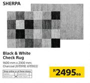 Sherpa Black & White Check Rug-1600mm x 2300mm Each