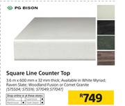 PG Bison Square Line Counter Top-3.6m x 600mm x 32mm Thick