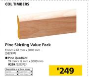 Col Timbers Pine Skirting Value Pack-13mm x 67mm x 3000mm