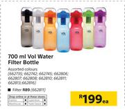 Vol Water 700ml Filter Bottle Assorted Colours-Each