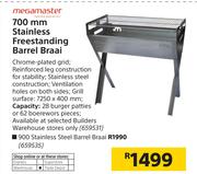 Megamaster 700mm Stainless Freestanding Barrel Braai