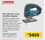 Makita 18V 26mm Li-Ion Cordless Jigsaw