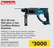 Makita 18V 20mm SDS Plus Li-Ion Cordless Rotary hammer