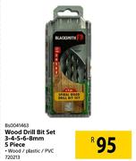 Black & Smith Wood Drill Bit Set 3-4-5-6-8mm 5 Piece BS0041463