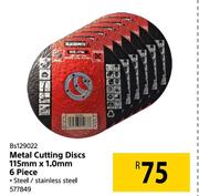 Blacksmith Metal Cutting Discs 115mm x 1.0mm 6 Piece BS129022