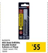 Blacksmith HSS Stub Drill Bits Double Ended 5.0mm x 2 Piece BS0160174