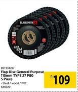 Blacksmith Flap Disc General Purpose 115mm Type 27 P80 5 Piece BST334227